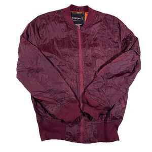 LON NYC Across The Pond Burgundy Full Zip Bomber Jacket Men's Size Medium